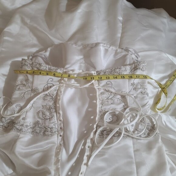 Oleg Cassi  David's Bridal Elegant  Strapless Gown with Embellished Bodice 16 - Picture 17 of 17